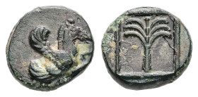 Troas, Skepsis. AE, 0.71 g. - 8.88 mm. 4th-3rd centuries BC.
Obv.: Rhyton with forepart of Pegasos right.
Rev.: Fir tree within linear square border.
...