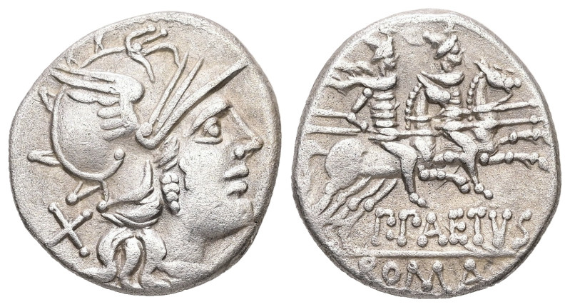 P. Aelius Paetus, 138 BC. AR, Denarius. 3.60 g. 18.54 mm. Rome.
Obv: Helmeted he...