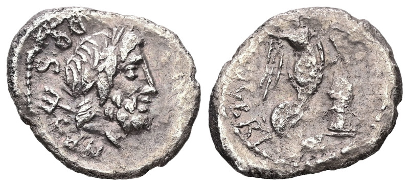 L. Rubrius Dossenus, 87 BC. AR, Quinarius. 1.60 g. 16.60 mm. Rome.
Obv: DOSSEN. ...