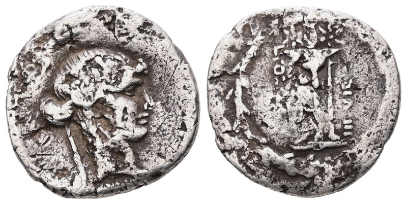 L. Torquatus, 58 BC. AR, Denarius. 3.60 g. 19.71 mm. Rome.
Obv: [SIBVLLA]. Head ...