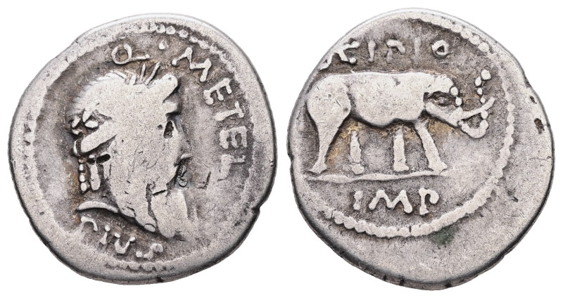 Q. Caecilius Metellus Pius Scipio, 47-46 BC. AR, Denarius. 3.26 g. 19.91 mm.
Obv...