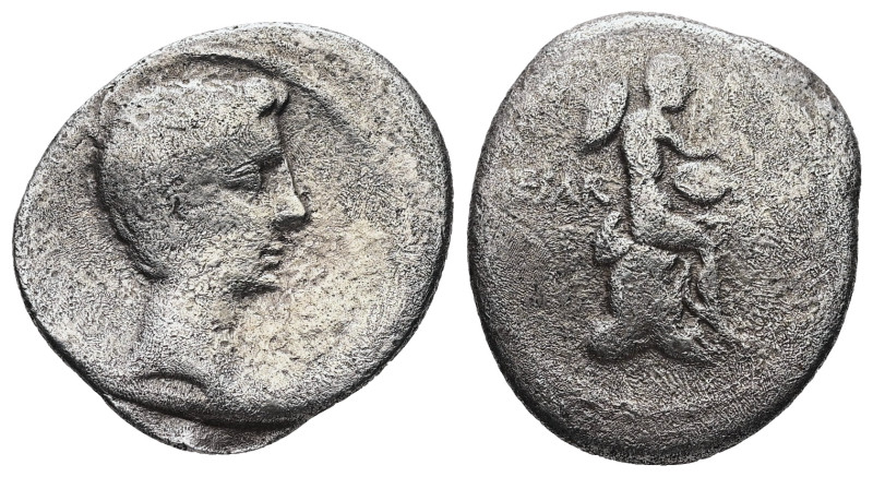 The Triumvirs. Octavian, Autumn 32-summer 31 BC. AR, Denarius. 3.00 g. 20.51 mm....