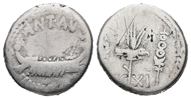 Mark Antony, 44-30 BC. AR, Denarius. 3.32 g. 16.51 mm. Military mint moving with...