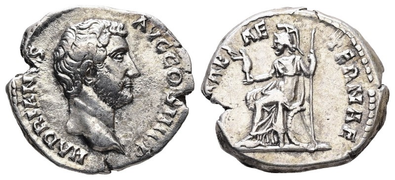 Hadrian, AD 117-138. AR, Denarius. 3.26 g. 17.97 mm. Rome.
Obv: HADRIANVS AVG C...