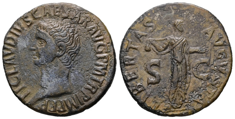 Claudius, AD 41-54. AE, As. 9.56 g. 29.04 mm. Rome.
Obv: TI CLAVDIVS CAESAR AVG ...