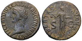Claudius, AD 41-54. AE, As. 9.56 g. 29.04 mm. Rome.
Obv: TI CLAVDIVS CAESAR AVG P M TR P IMP P P. Head of Claudius, bare, left.
Rev: LIBERTAS AVGVSTA,...