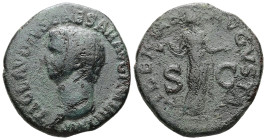 Claudius I, AD 41-54. AE, As. 11.51 g. 28.90 mm. Rome.
Obv: TI CLAVDIVS CAESAR AVG P M TR P IMP P P. Bare head of Claudius, left 
Rev: LIBERTAS AVGVST...
