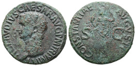 Claudius I, AD 41-54. AE, As. 11.40 g. 29.44 mm.
Obv: TI CLAVDIVS CAESAR AVG P M TR P IMP P P. Bare head of Claudius, left.
Rev: CONSTANTIAE AVGVSTI. ...