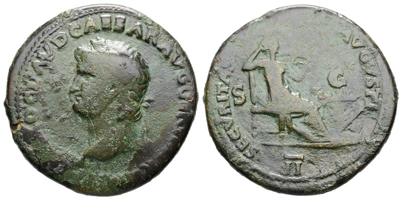 Nero, AD 54-68. AE, Dupondius. 11.74 g. 29.61 mm. Lugdunum.
Obv: [NER]O CLAVD CA...
