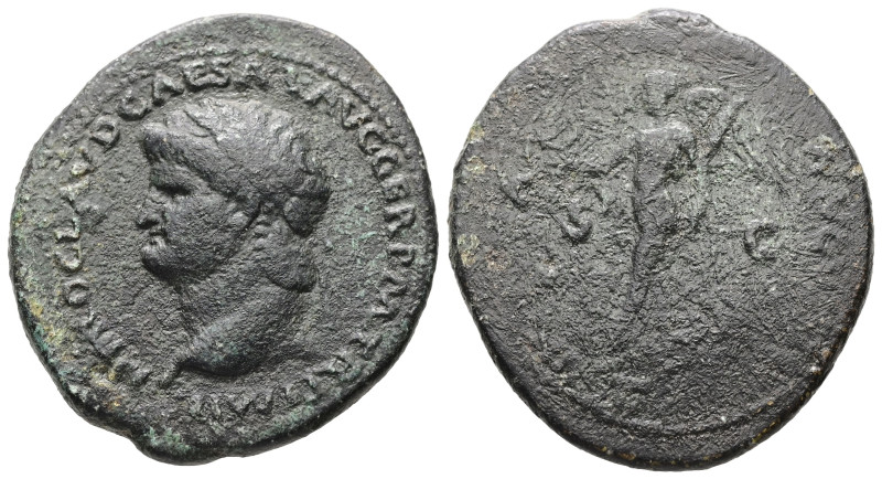 Nero, AD 54-68. AE, As. 13.60 g. 32.75 mm. Rome?
Obv: NERO CLAVD CAESAR AVG GER ...
