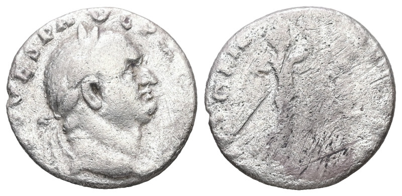 Vespasian, AD 69-79 AD. AR, Denarius. 2.41 g. 17.19 mm.
Obv: [IMP CAES] VESP AVG...