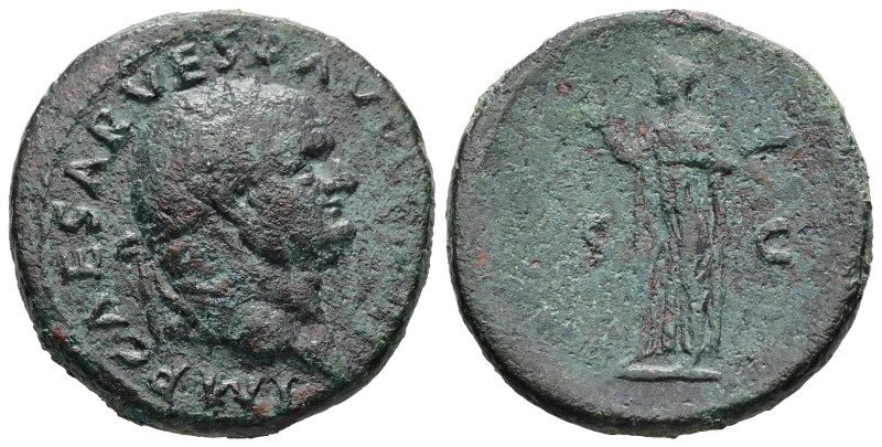 Vespasian, AD 69-79. AE, As. 10.41g 26.72 mm. Rome.
Obv: IMP CAESAR VESP AVG COS...