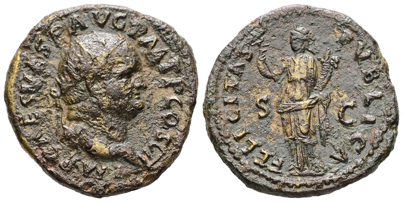 Vespasian, AD 69-79. AE, Dupondius. 12.23 g. 26.76 mm. Rome.
Obv: IMP CAES VESP ...