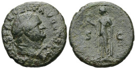 Vespasian, AD 69-79. AE, As. 11.10 g. 26.97 mm. Rome.
Obv: IMP CAESAR VESP AVG COS V CENS. Head of Vespasian, laureate, right.
Rev: S C. Spes, draped,...