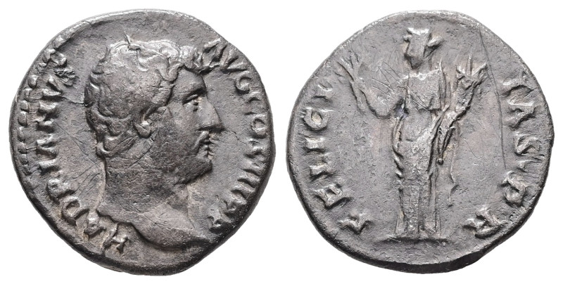 Hadrian, AD 117-138. AR, Denarius. 3.11 g. 17.18 mm. Rome.
Obv: HADRIANVS AVG CO...