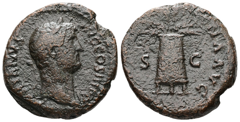Hadrian, AD 117-138. AE, As. 11.09 g. 26.51 mm. Rome.
Obv: HADRIANVS AVG COS III...