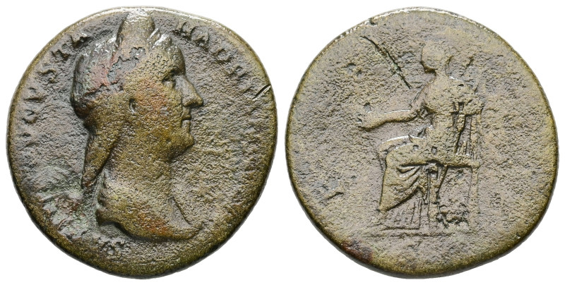 Sabina, AD 128-136/7. AE, As. 10.55 g. 26.36 mm
Obv: Laureate and draped bust ri...