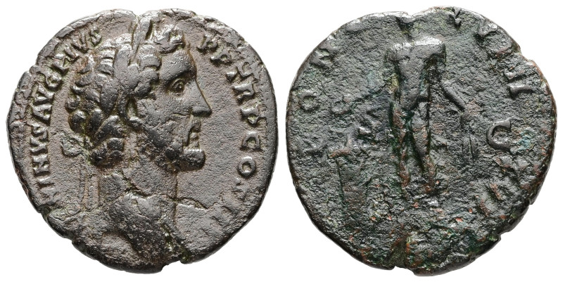 Antoninus Pius, AD 138-161. AE, As. 7.44 g. 25.44 mm. Rome.
Obv: ANTONINVS AVG P...