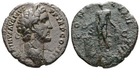 Antoninus Pius, AD 138-161. AE, As. 7.44 g. 25.44 mm. Rome.
Obv: ANTONINVS AVG PIVS P P TR P COS III. Head of Antoninus Pius, laureate, right.
Rev: BO...