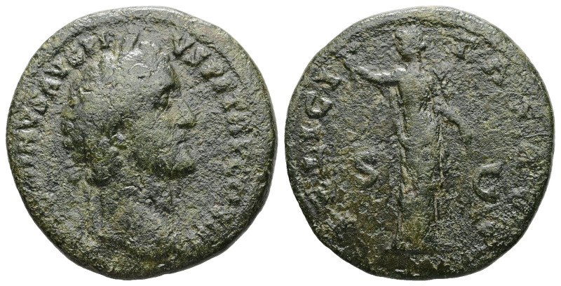 Antoninus Pius, AD 138-161. AE, As. 9.17 g. 26.10 mm. Rome.
Obv: ANTONINVS AVG P...