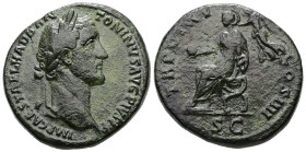 Antoninus Pius, AD 138-161. AE, Sestertius. 27.64 g. 33.02 mm. Rome.
Obv: IMP CAES T AEL HADR ANTONINVS AVG PIVS P P. Head of Antoninus Pius, laureate...