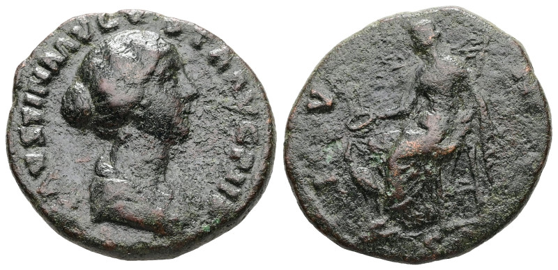 Faustina II, AD 147-176. AE, As. 9.73 g. 26.66 mm. Rome.
Obv: FAVSTINA AVGVSTA A...