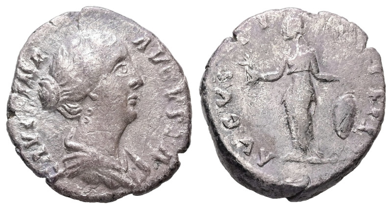 Faustina II, AD 147-175. AR, Denarius. 2.43 g. 17.18 mm. Rome.
Obv: FAVSTINA AVG...