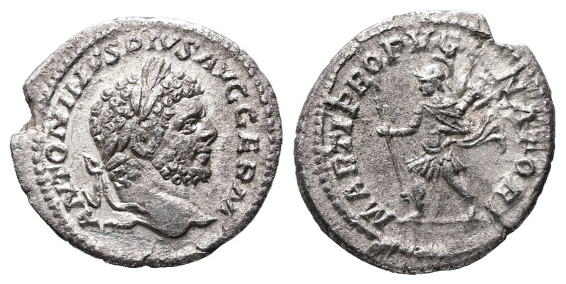 Caracalla, AD 198-217. AR, Denarius. 2.26 g. 19.99 mm. Rome.
Obv: ANTONINVS PIVS...