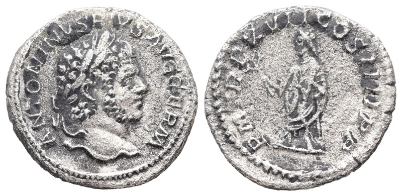 Caracalla, AD 198-217. AR, Denarius. 3.29 g. 18.89 mm. Rome.
Obv: ANTONINVS PIVS...