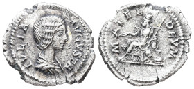 Julia Domna, AD 193-217. AR, Denarius. 2.33 g. 20.95 mm. Rome.
Obv: IVLIA AVGVSTA. Bust of Julia Domna, hair waved and coiled at back, draped, right.
...