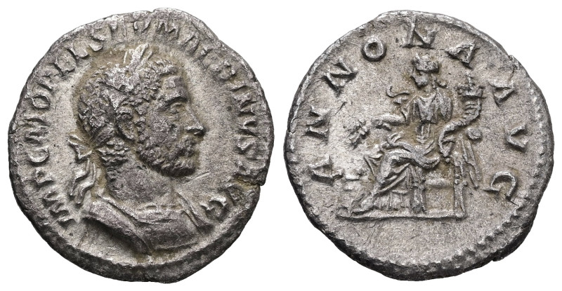 Macrinus, AD 217-218. AR, Denarius. 1.70 g. - 18 mm. Rome.
Obv.: IMP CM OPEL SEV...