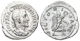 Maximinus I, AD 235-238. AR, Denarius. 2.91 g. 20.66 mm. Rome.
Obv: IMP MAXIMINVS PIVS AVG. Bust of Maximinus I, laureate, draped, cuirassed, right.
R...