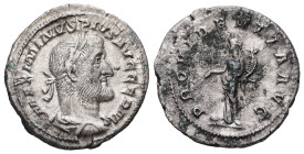 Maximinus I, AD 235-238. AR, Denarius. 3.22 g. 19.86 mm. Rome.
Obv: IMP MAXIMINVS PIVS AVG. Bust of Maximinus I, laureate, draped, cuirassed, right.
R...