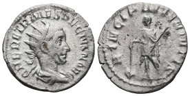 Herennius Etruscus as Caesar, AD 249-251. AR Antoninianus. 3.24 g. 22.05 mm. Rome.
Obv: Q HER ETR MES DECIVS NOB C. Radiate and draped bust right.
Rev...