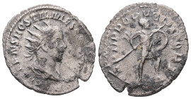 Hostilian as Caesar, AD 250-251. AR, Antoninianus. 2.70 g. 23.75 mm. Rome.
Obv: [C VALE]NS HOSTIL MES [QVINTVS N C]. Bust of Hostilian, radiate, drape...