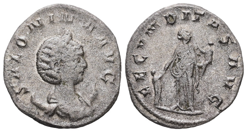 Salonina, AD 254-268. AR, Antoninianus. 2.95 g. 21.16 mm. Rome.
Obv: SALONINA AV...