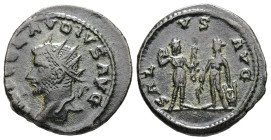 Claudius II Gothicus, AD 268-270. Antoninianus. 3.20 g. 21.07 mm. Antioch.
Obv: IMP C CLAVDIVS AVG. Head of Claudius Gothicus, radiate, left.
Rev: SAL...