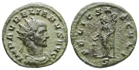 Aurelian, AD 270-275. AE, Antoninianus. 4.02 g. 20.98 mm. Mediolanum.
Obv: IMP AVRELIANVS AVG. Bust of Aurelian, radiate, draped, right or bust of Aur...