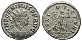 Carinus, AD 285. AE, Antoninianus. 2.85 g. 21.09 mm. Rome.
Obv: IMP CARINVS P F AVG. Bust of Carinus, radiate, cuirassed, right.
Rev: IOVI VICTORI. Ju...