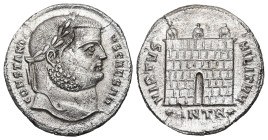 Constantius I as Caesar, AD 293-305. AR, Argenteus. 3.09 g. 19.54 mm. Antiochia, circa 303-305. 
Obv: CONSTANTIVS CAESAR. Laureate head of Constantius...