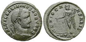 Maximinus II Daia as Caesar, 309-313 AD. AE, Follis. 4.90 g. 26.50 mm.
Obv: GAL VAL MAXIMINVS NOB CAES. Head of Maximinus Daia, laureate, right
Rev: G...
