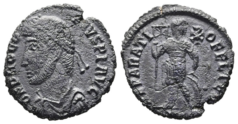 Procopius, AD 365-366. AE, Follis. 2.87 g. 18.83 mm. Uncertain mint.
Obv: D N PR...