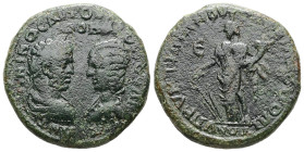 MOESIA INFERIOR, Marcianopolis. Caracalla with Julia Domna, AD 198-217. AE 12.08 g. 26.61 mm.
Obv: ANTΩNINOC AVΓOVCTOC IOVΛΙA ΔOMNA. Draped busts of C...