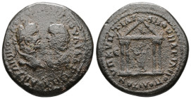 MOESIA INFERIOR, Marcianopolis. Caracalla with Julia Domna, AD 198-217. AE. 11.74 g. 28.08 mm.
Obv: ANTΩNINOC AVΓOVCTOC IOVΛΙA ΔOMNA. Draped busts of ...