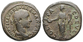 Thrace, Deultum. Severus Alexander, AD 222-235. AE, As. 8.10 g. 24.60 mm.
Obv: IMP C M AVR SEV ALEXAND AVG. Laureate, draped and cuirassed bust of Sev...