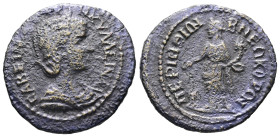 Thrace, Perinthus. Tranquillina, AD 238-244. AE. 5.03 g. 25.52 mm.
Obv: ϹΑΒΕΙΝΙΑ ΤΡΑΝΚΥΛΛΕΙΝΑ. Diademed and draped bust of Tranquillina, right.
Rev: Π...