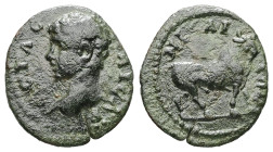 Birhynia, Nicaea. Geta as Caesar, AD 209-211. AE. 1.51 g. 15.87 mm.
Obv: ΓETAC KAICAΡ. Bare head left. 
Rev: NIKAIEΩN. Bull standing right. 
Ref: SNRI...