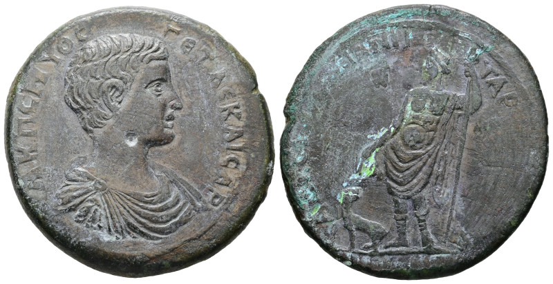 Cilicia, Tarsus. Geta as Caesar, AD 198-209. AE. 25.92 g. 37.75 mm. 
Obv: Π CEΠT...