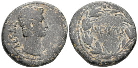 Syria, Antioch. Augustus, 27 BC-14 AD. AE, As. 12.71 g. 27.49 mm.
Obv: CAESAR. Bare head of Augustus, right.
Rev: AVGVSTVS. Inscription in one line in...
