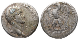 Syria, Antioch. Galba, AD 68-69. AR, Tetradrachm. 14.85 g. 25.53 mm.
Obv: ΓΑΛΒΑϹ ΚΑΙ[ϹΑΡ ΑΥΤΟΚΡΑΤΩΡ ϹΕΒΑϹΤΟϹ]. Laureate head of Galba, right; to right...